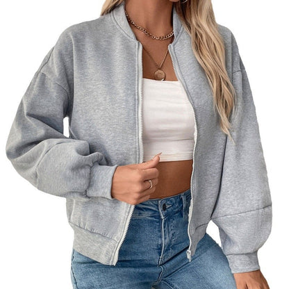 Women's sporty sweatshirt jacket with voluminous sleeves and high collar NOVAE