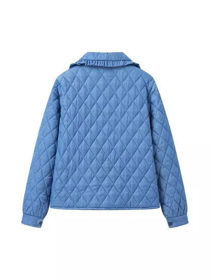 Women's quilted jacket with large collar and practical pockets NOVAE