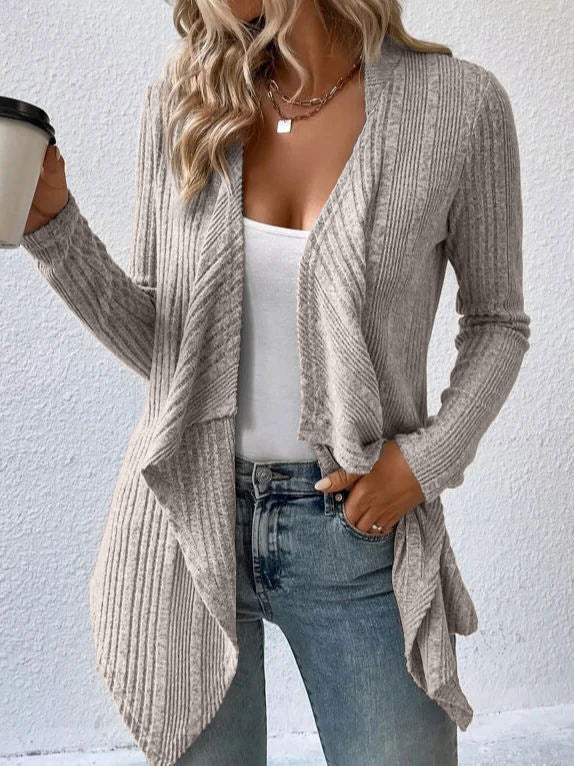 Women's casual cardigan with asymmetrical hem and open design NOVAE