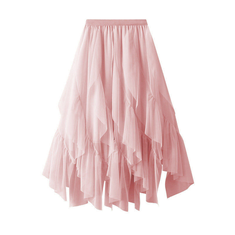 Women's Voluminous Tulle Skirt with Asymmetrical Hem and Multi-Layered Design NOVAE