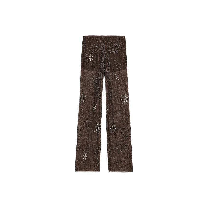 Women's Elegant Embroidered Sequin Palazzo-Style Trousers NOVAE