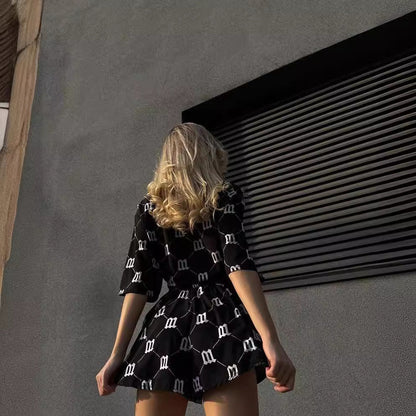 Women's casual short-sleeved pajama set with stylish pattern NOVAE