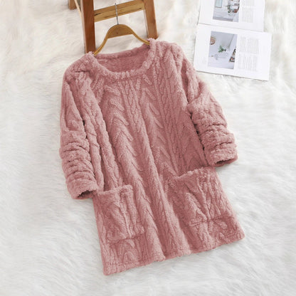 Women's cozy sweatshirt dress with heart-shaped fabric pattern NOVAE