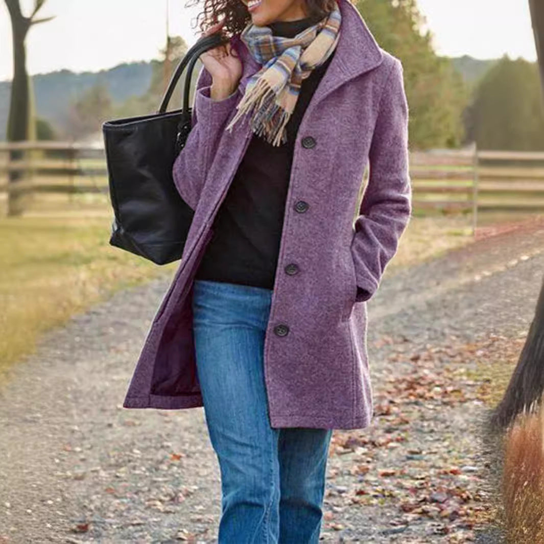 Women's elegant wool coat with classic lapel NOVAE