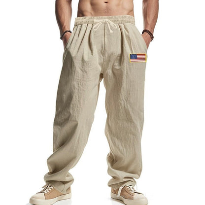 Men's casual leisure trousers with adjustable waistband and American patch NOVAE