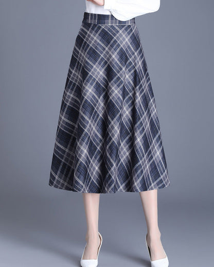 Women's checked midi skirt with soft fabric and flowing cut NOVAE