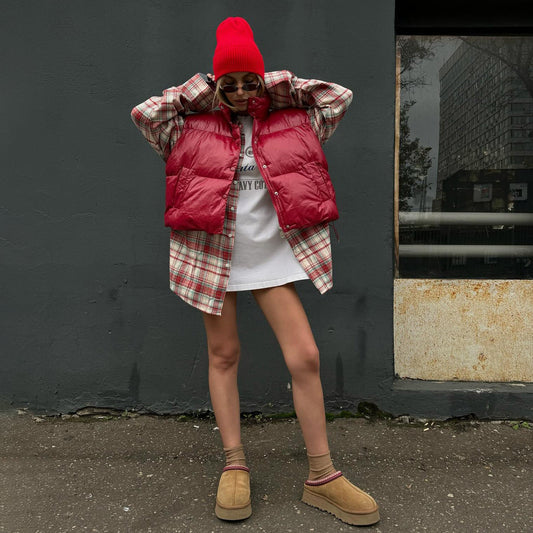 Women's casual vest with high collar and practical zipper NOVAE