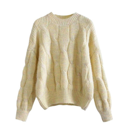Women's chunky knit sweater with innovative wave pattern NOVAE