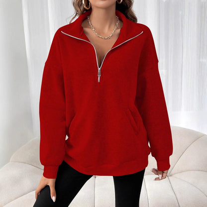 Women's sweatshirt with zipper and practical pockets NOVAE