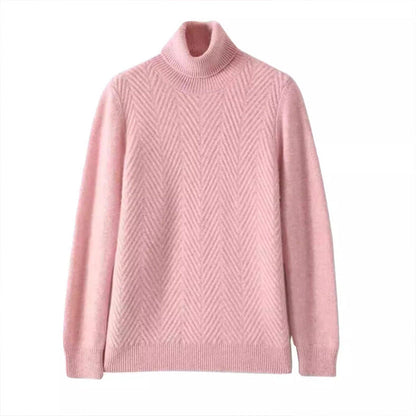Women's elegant knit sweater with stand-up collar and fine rib texture NOVAE
