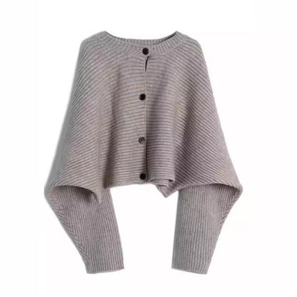 Women's fashionable knitted throw with button detail and structured design NOVAE