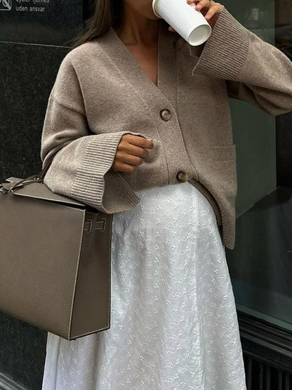 Women's cardigan with an elegant cut and oversized sleeves NOVAE