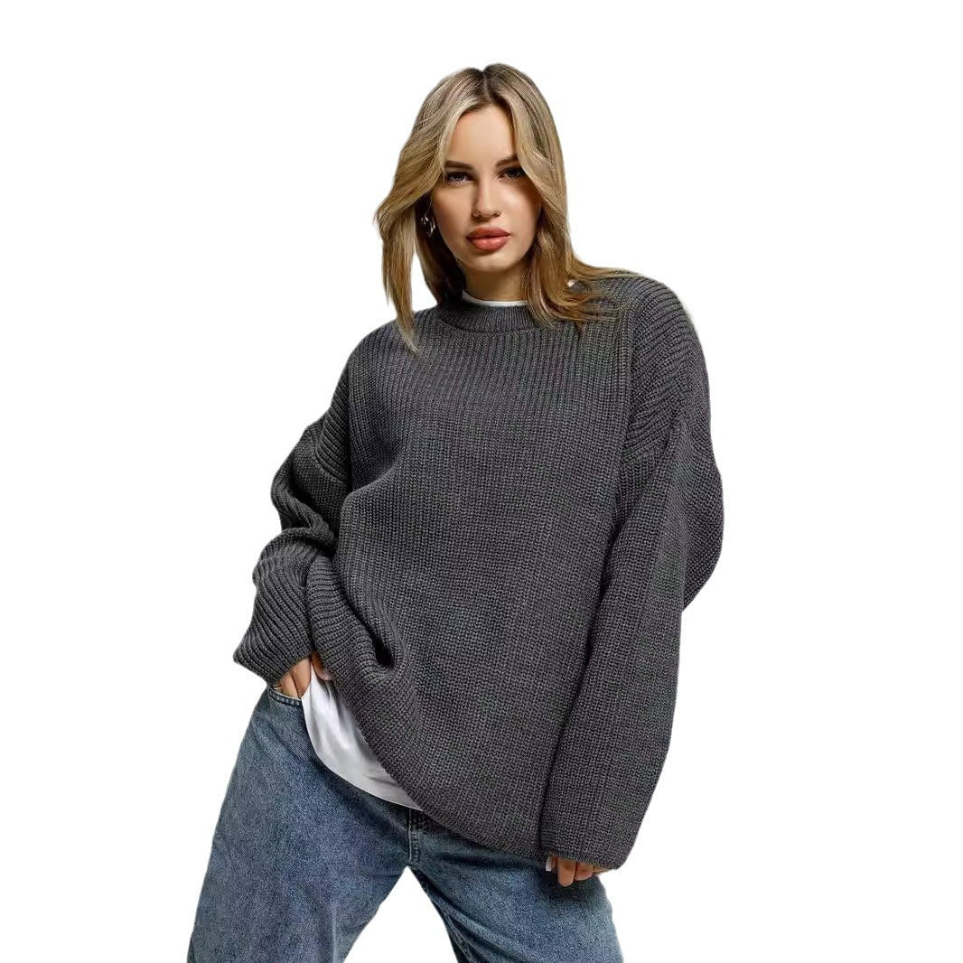 Women's casual oversized sweater with textured knit pattern NOVAE
