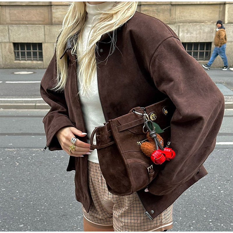 Women's leather jacket in a modern utility style NOVAE