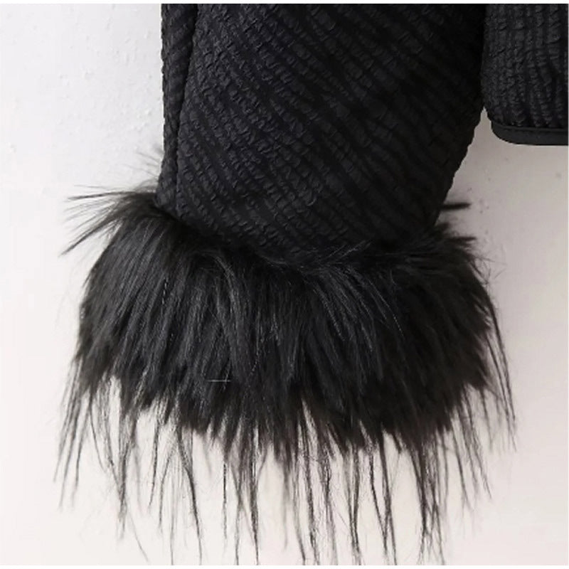 Women's elegant jacket with elaborate fur sleeves NOVAE