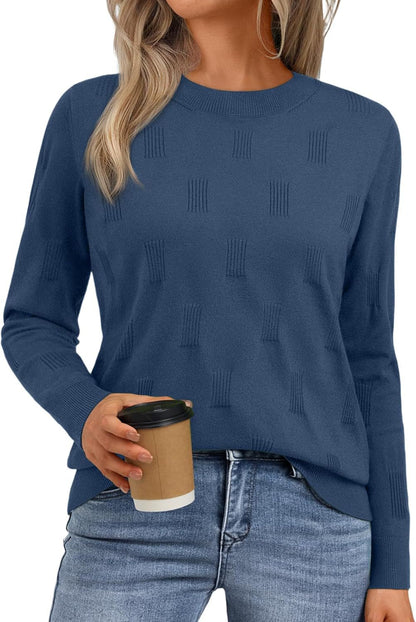 Women's knitted sweater with a textured pattern and relaxed fit NOVAE