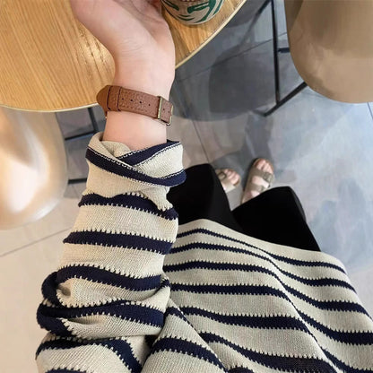 Women's fashionable knit sweater with a nautical stripe pattern and a relaxed fit NOVAE
