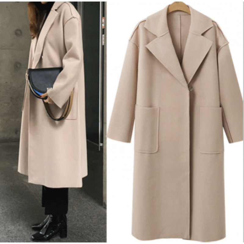Women's Oversized Coat with Deep Lapels and Pockets NOVAE