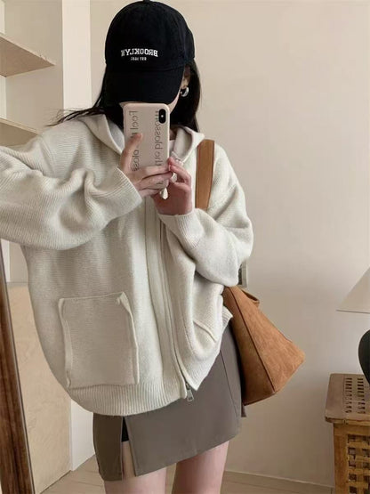 Women's Casual Oversized Cardigan with Hood and Pockets NOVAE