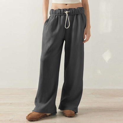 Women's wide-leg leisure trousers with elasticated waistband and drawstring NOVAE