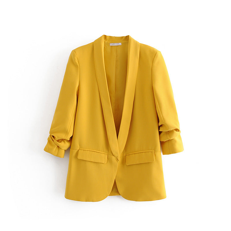 Women's elegant blazer with rolled-up sleeves and practical pockets NOVAE