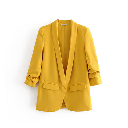 Women's elegant blazer with rolled-up sleeves and practical pockets NOVAE