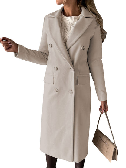 Women's elegant double-breasted coat with practical pockets and high-quality workmanship NOVAE
