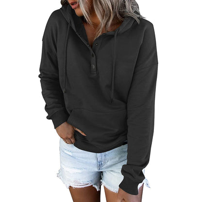 Women's sporty hoodie with button placket and casual cut NOVAE