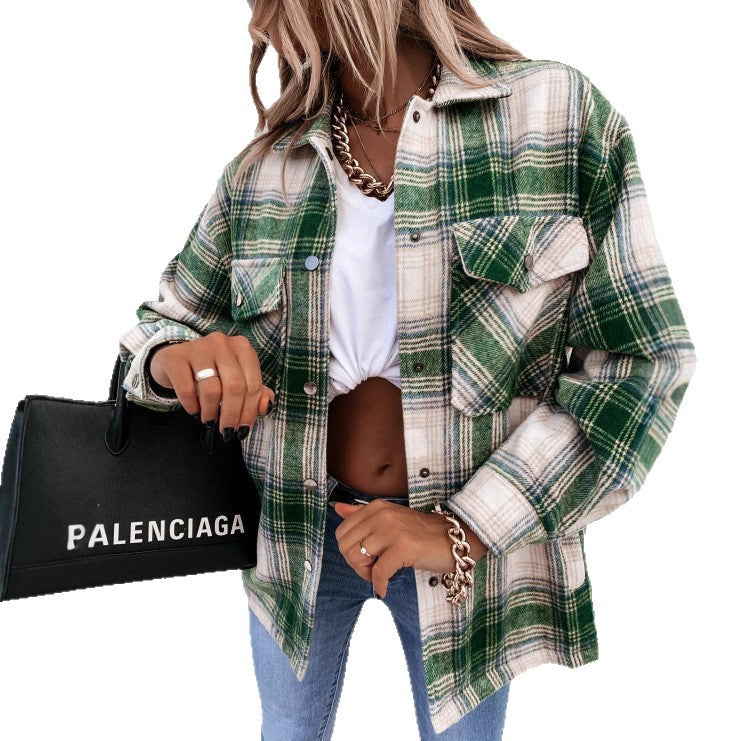 Women's checked overshirt jacket with a relaxed fit and practical pockets NOVAE