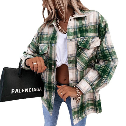 Women's checked overshirt jacket with a relaxed fit and practical pockets NOVAE