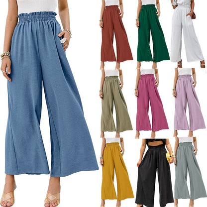 Women's Wide Palazzo Trousers with Elastic Waistband NOVAE