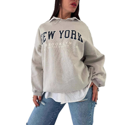 Women's casual sweatshirt with creative New York print and oversized cut NOVAE