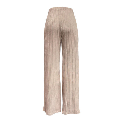 Women's wide-leg knit trousers with a sophisticated textured pattern NOVAE