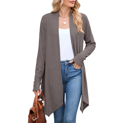 Women's cardigan with asymmetrical cut and textured pattern NOVAE