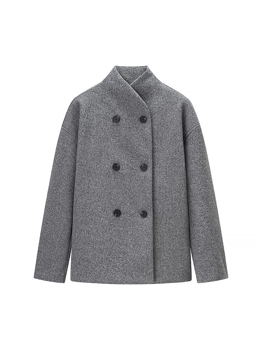 Women's elegant winter jacket with double button placket and stand-up collar NOVAE