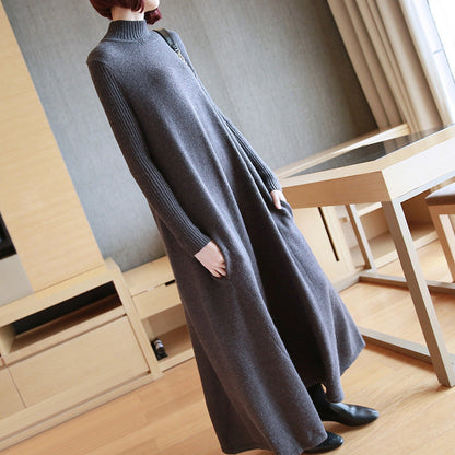 Women's knitted dress with elegant roll neck and trendy A-line cut NOVAE