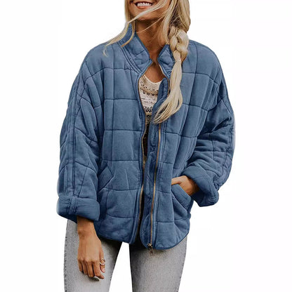 Women's quilted hooded jacket with zipper and pockets NOVAE