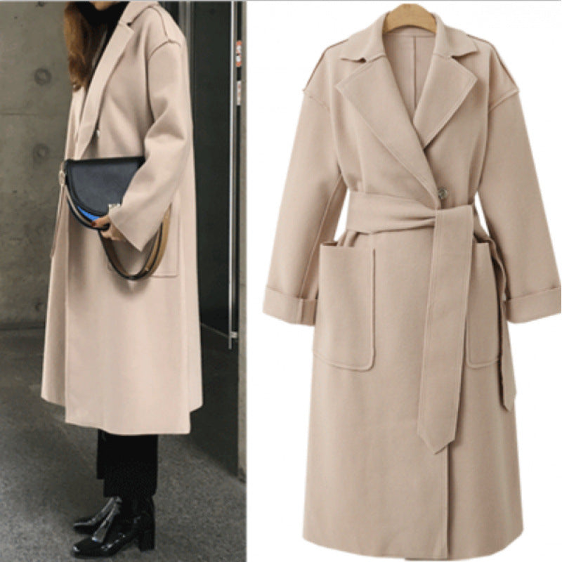 Women's Oversized Coat with Deep Lapels and Pockets NOVAE