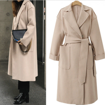 Women's Oversized Coat with Deep Lapels and Pockets NOVAE