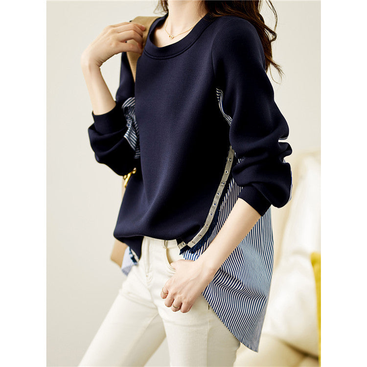 Women's casual sweatshirt with a unique layered design and contrasting details NOVAE