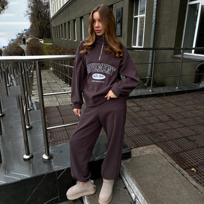 Women's sporty leisure set with a zip fastening away from the neck and a relaxed fit NOVAE