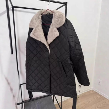 Women's quilted winter jacket with soft collar and practical pockets NOVAE