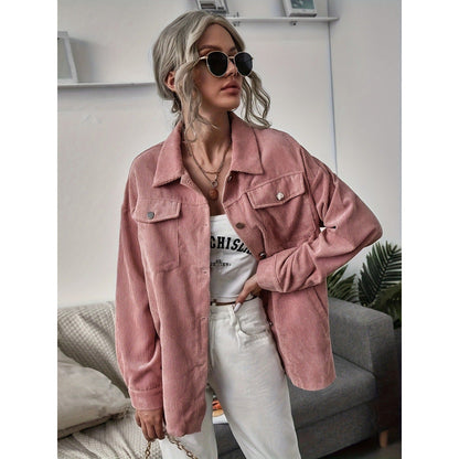 Women's casual corduroy jacket with decorative buttons and practical pockets NOVAE