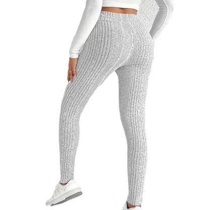 Women's leggings with structured rib pattern and high waistband NOVAE