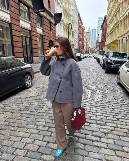 Women's fashionable oversized jacket made from a high-quality wool blend NOVAE