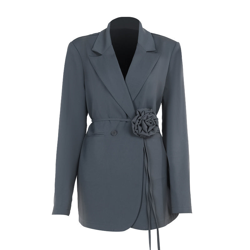 Women's blazer jacket with decorative floral band NOVAE