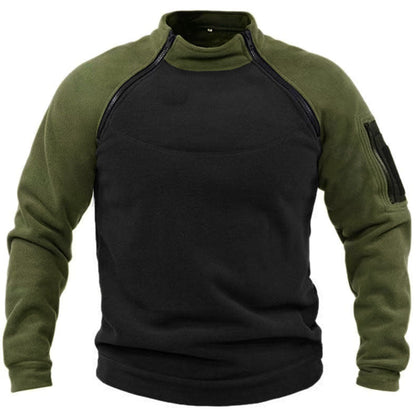 Men's fleece pullover with high collar and functional pockets NOVAE