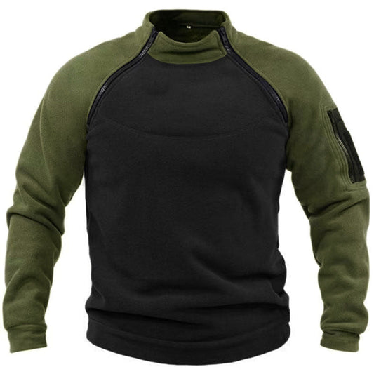 Men's fleece pullover with high collar and functional pockets NOVAE