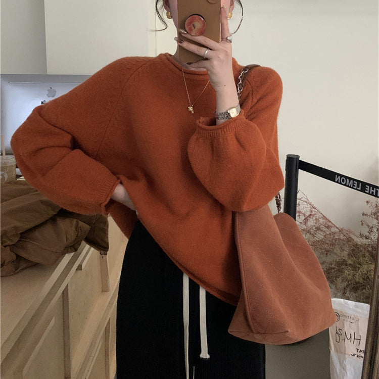 Women's casual sweater with voluminous sleeves and soft material NOVAE