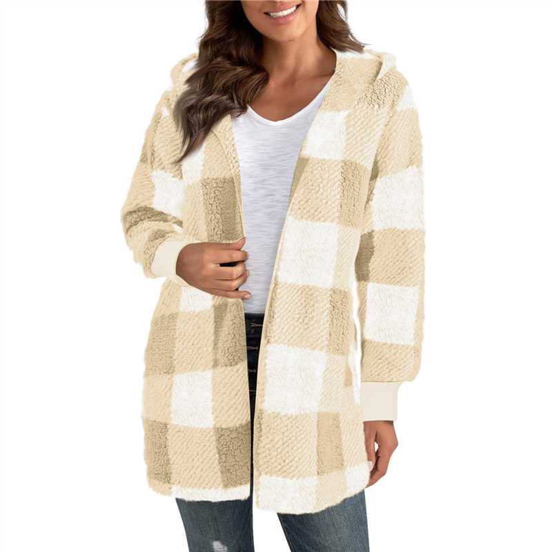Women's long plaid coat made of soft material NOVAE